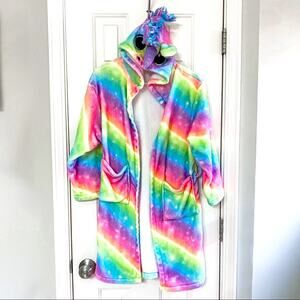 Girls Rainbow Tie-dyed Unicorn Bathrobe